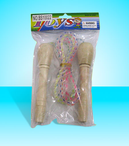 PVC卡头袋木柄七彩跳绳